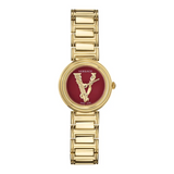 Versace Virtus Mini Duo Gold Stainless Steel Red Dial Quartz Watch for Women - VET300321
