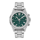 Versace Greca Action Silver Stainless Steel Green Dial Chronograph Quartz Watch for Men - VE3J00422