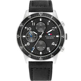 Tommy Hilfiger Jimmy Black Leather Strap Black Dial Chronograph Quartz Watch for Men - 1791947