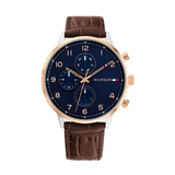  | Tommy Hilfiger Leonard Brown Leather Strap Blue Dial Chronograph Quartz Watch for Men - 1791987 | Watches | Tommy Hilfiger | OneHub
