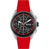 HUGO BOSS Volane Red Silicone Strap Black Dial Chronograph Quartz Watch for Men - 1513959