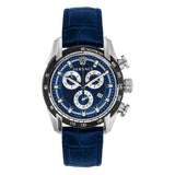 Versace V-Ray Navy Blue Leather Strap Navy Blue Dial Chronograph Quartz Watch for Men - VE2I00721