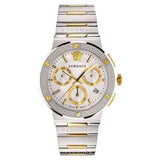 Versace Greca Logo Two-tone Stainless Steel Silver Dial Chronograph Quartz Watch for Men - VEZ900321
