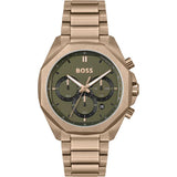 Hugo Boss Cloud Rose Gold Stainless Steel Green Dial Chronograph Quartz Watch for Men - 1514019
