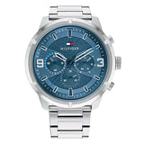 Tommy Hilfiger Wild Silver Stainless Steel Blue Dial Chronograph Quartz Watch for Men - 1792077