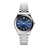 Versace Hellenyium Silver Stainless Steel Blue Dial Quartz Watch for Men - VEVK00921