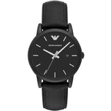 Emporio Armani Luigi Black Leather Strap Black Dial Quartz Watch for Men - AR1973
