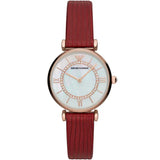 Buy Emporio Armani Gianni T-Bar Red Leather Strap Mother Of Pearl Dial Quartz Watch for Women - AR11322 Online In Pakistan  | Emporio Armani Gianni T-Bar Red Leather Strap Mother Of Pearl Dial Quartz Watch for Women - AR11322 | Watches | Emporio Armani | OneHub
