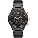 Emporio Armani Mario Black Ceramic Strap Black Dial Chronograph Quartz Watch for Men - AR70002