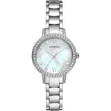 Emporio Armani Cleo Silver Stainless Steel Mother Of Pearl Dial Quartz Watch for Women - AR11484
