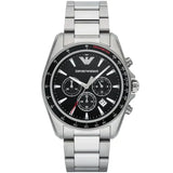 Emporio Armani Sigma Silver Stainless Steel Black Dial Chronograph Quartz Watch for Men - AR6098