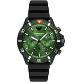 Emporio Armani Diver Black Silicone Strap Green Dial Chronograph Quartz Watch for Men - AR11463