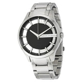 Armani Exchange Silver Stainless Steel Black Dial Quartz Watch for Men - AX2179