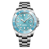 Pagani Design Silver Stainless Steel Aqua Blue Dial Automatic Watch for Men - PD1661
