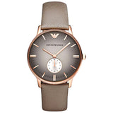 EMPORIO ARMANI Grey Dial Grey Leather Strap Watch For Men - AR1723