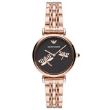 EMPORIO ARMANI Black Dial Gold Stainless Steel Watch For Women - AR11206
