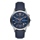 EMPORIO ARMANI Renato Blue Dial Blue Leather Strap Chronograph Watch For Men - AR11216
