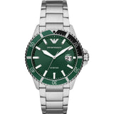  | EMPORIO ARMANI Diver Silver Stainless Steel Green Dial Quartz Watch for Men- EMPORIO ARMANI AR 11338 | Watches | Emporio Armani | OneHub