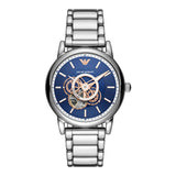 Emporio Armani Luigi Silver Stainless Steel Blue Dial Automatic Watch for Men - AR60036