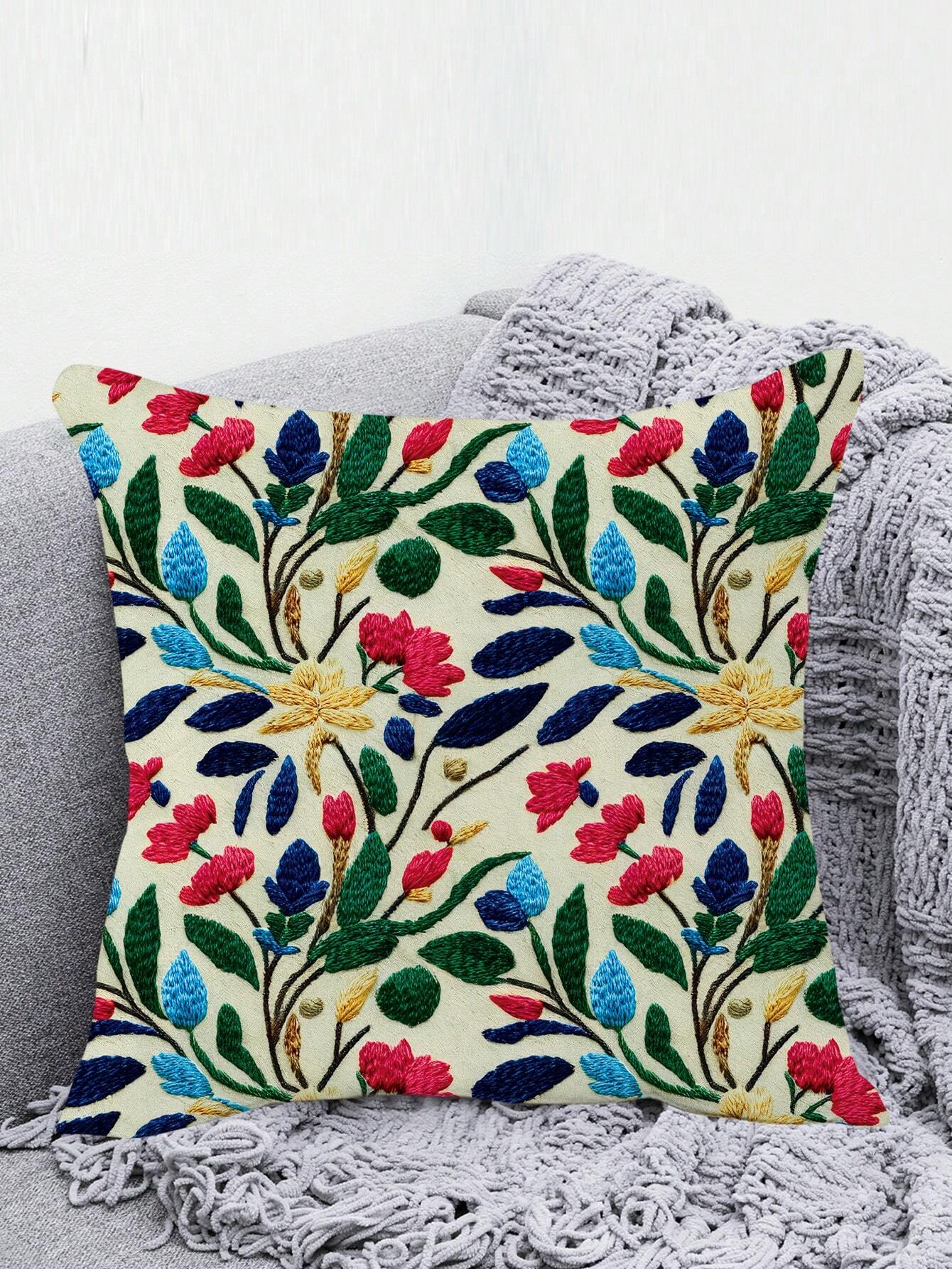  | SHEIN Abstract Floral & Leaves & Embroidered Pattern Print Double-sided Pillowcase With Digital Photography Image, Home Decor | Pillow Cover | Shein | OneHub