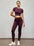 SHEIN Activina Solid Seamless High Stretch Raglan Sleeve Sports Set Workout Women Set Gym Women Outfit
