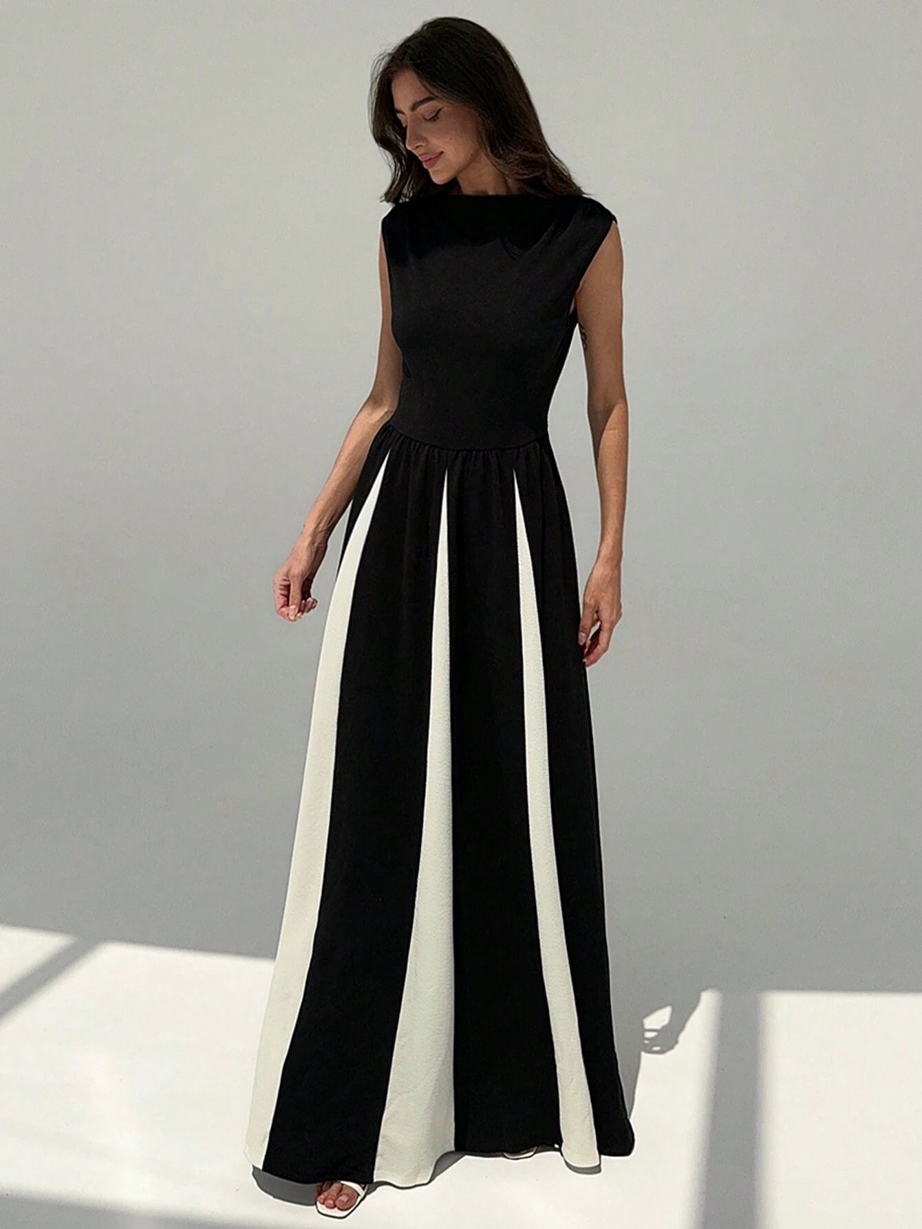  | SHEIN Aloruh Elegant Crew Neck Sleeveless Fitted Contrast Color A-Line Cocktail Party Mini Dress | Dress | Shein | OneHub