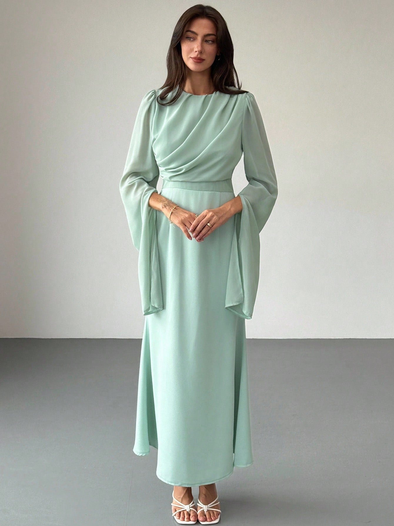 SHEIN Aloruh Elegant Green Party Dress For Women High-End Party Long S | Dress