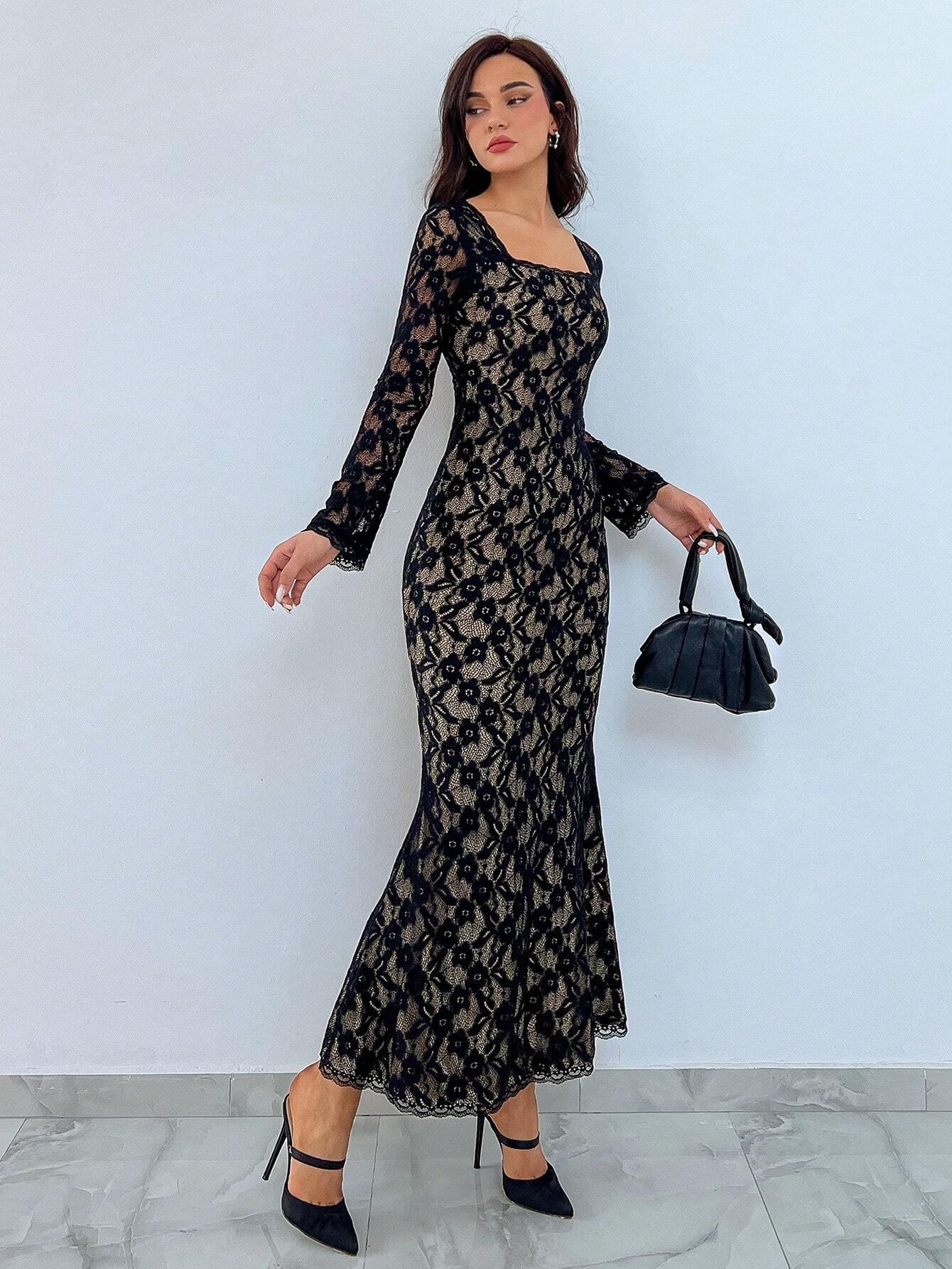 shein date night dress FLORAL DATE NIGHT DRESS BLACK BEIGE NEW!