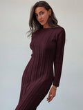 SHEIN Aloruh New Arrival Round Neck Long Sweater Dress