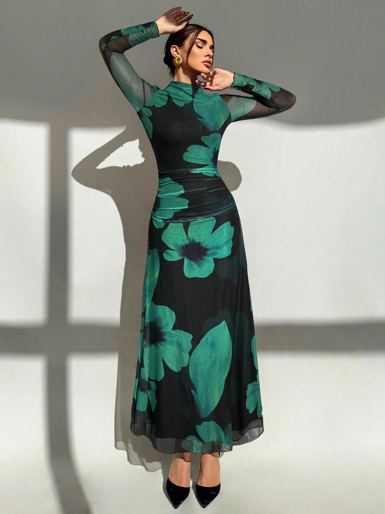 shein floral mesh dress Shein Floral Mesh Dress. Great for weddings or other