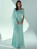 SHEIN Aloruh New Off Shoulder Boat Neck Asymmetric Ruffle Fitted Dress