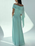 SHEIN Aloruh New Off Shoulder Boat Neck Asymmetric Ruffle Fitted Dress