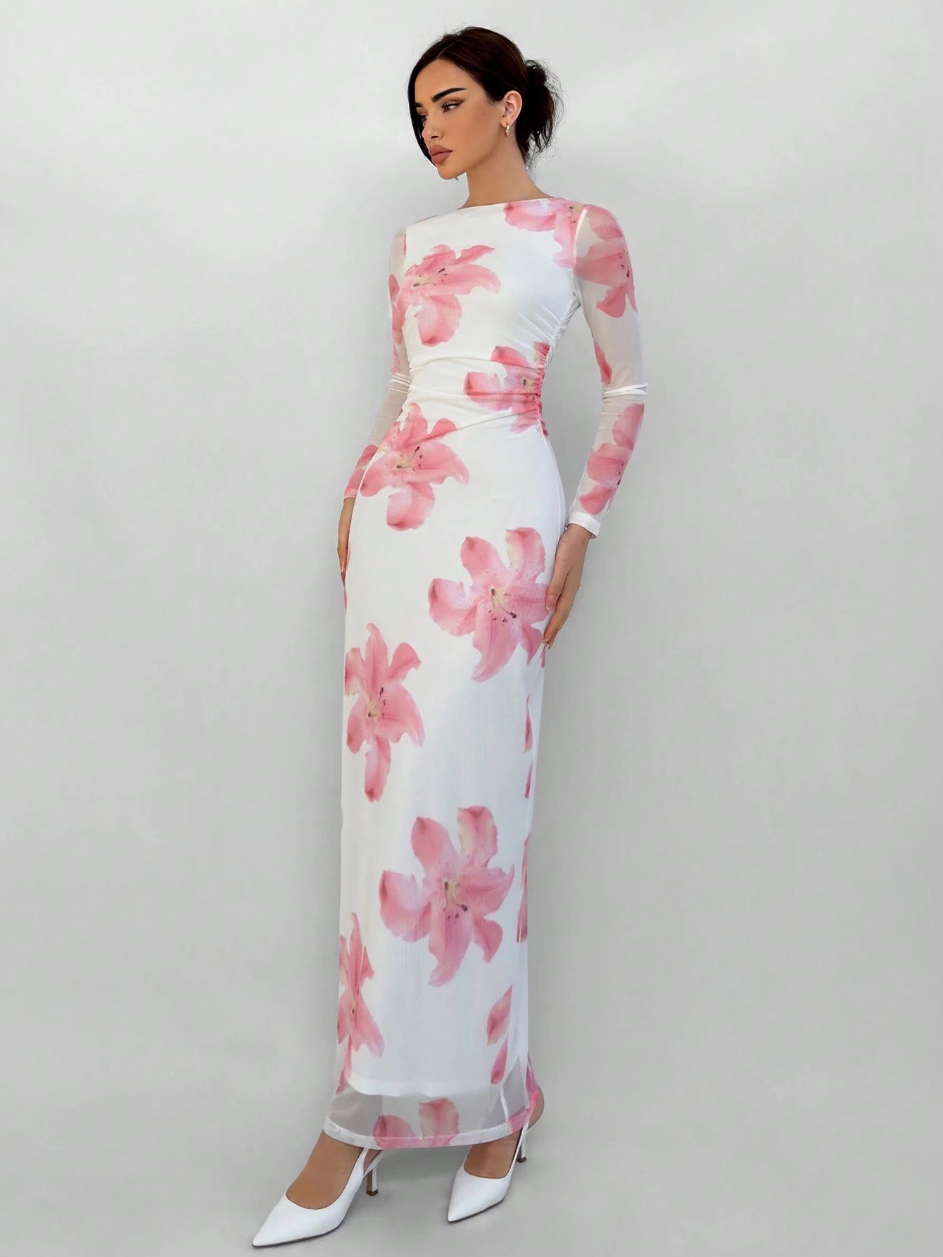  | SHEIN Aloruh Romantic Date Night Floral Print Pleated Long Sleeve Dress For Women | Dress | Shein | OneHub