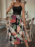  | SHEIN Amarilo Vacation Casual Floral Print Patchwork High Slit Sleeveless Dress | Dress | OneHub | OneHub