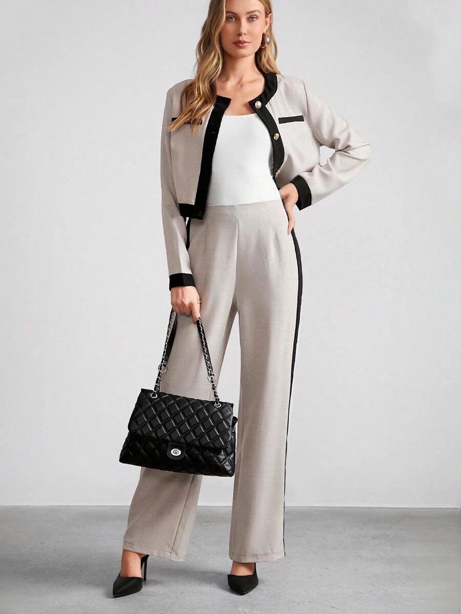  | SHEIN Amorya Women Contrast Color Trim Pants Sets | Top and Pant Set | Shein | OneHub