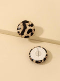  | SHEIN Andkiss Leopard Pattern Round Stud Earrings | Earrings | Shein | OneHub