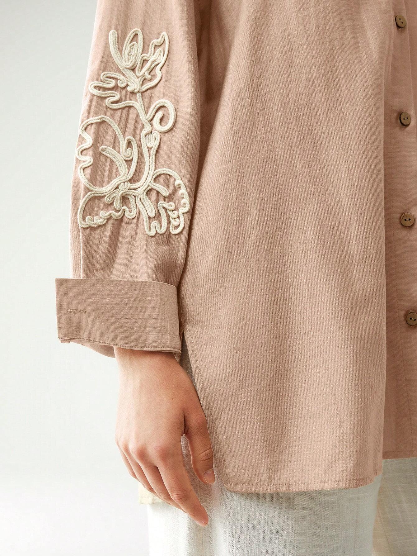  | SHEIN Anewsta Cotton Linen Texture Vacation Rose Hand Cranked Shirts | Blouse | Shein | OneHub