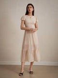 SHEIN Aveloria Modichic Chiffon Waist-Cinching Short Flare Sleeve Dress, Elegant And Slimming