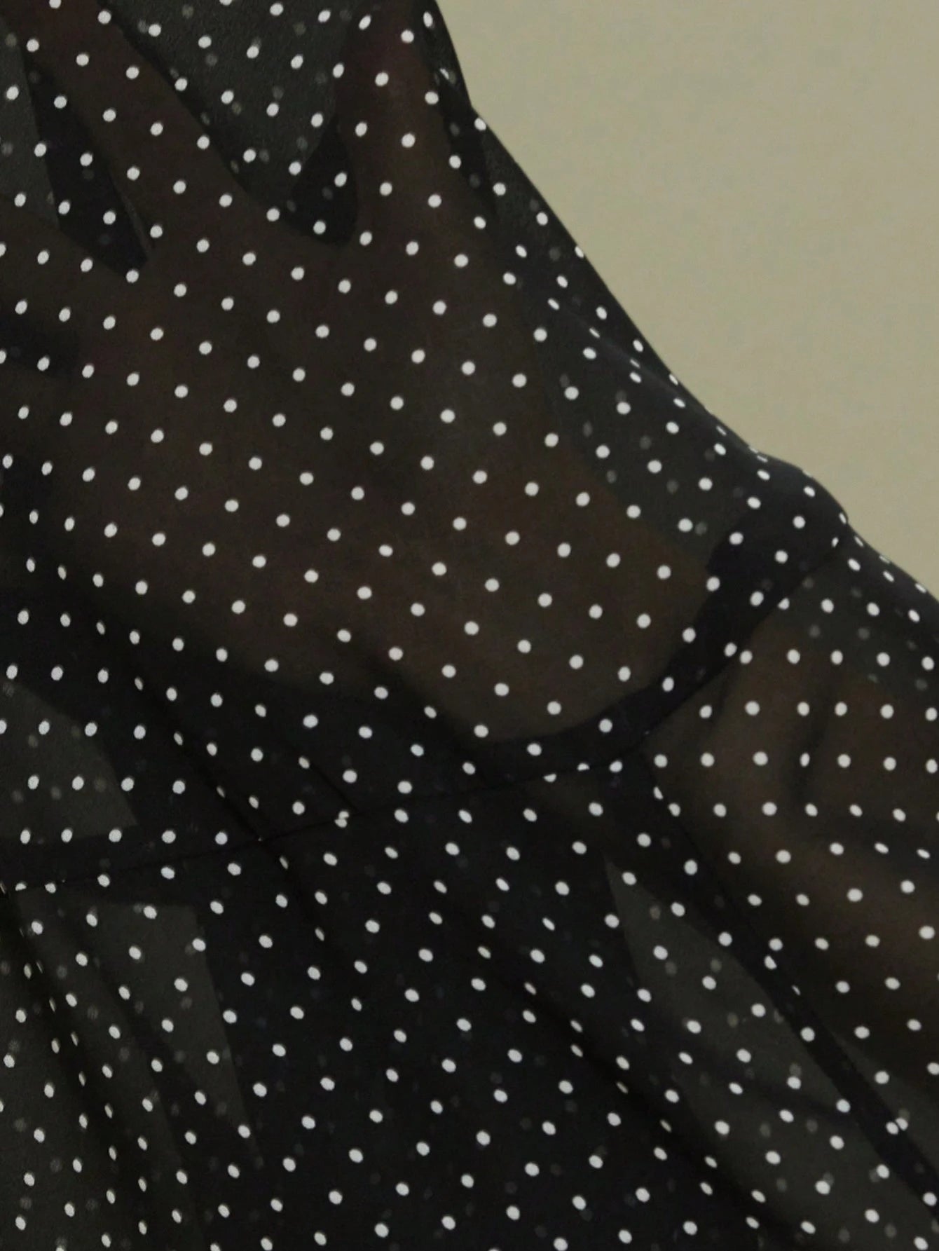  | SHEIN Aveloria Modichic Classic Black & White Polka Dot Chiffon Sheer Collared Long Sleeve Shirt For Women | Top | Shein | OneHub