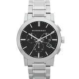 Burberry Silver Stainless Steel Black Dial Chronograph Quartz Watch for Men - BU9351