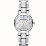  | Burberry Diamond Silver Stainless Steel Mother of pearl Dial Quartz Watch for Women - BU9125 | Watches | Burberry | OneHub