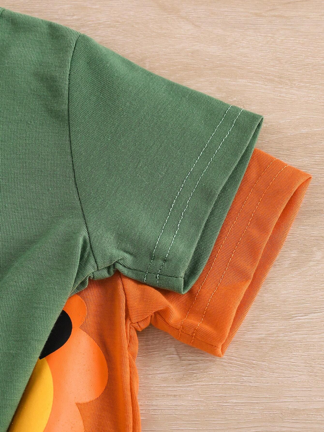  | SHEIN Baby Boy 2pcs/Set Cute Animal Dinosaur & Lion Pattern Print Short Sleeve T-Shirt For Spring And Summer | Dress | Shein | OneHub