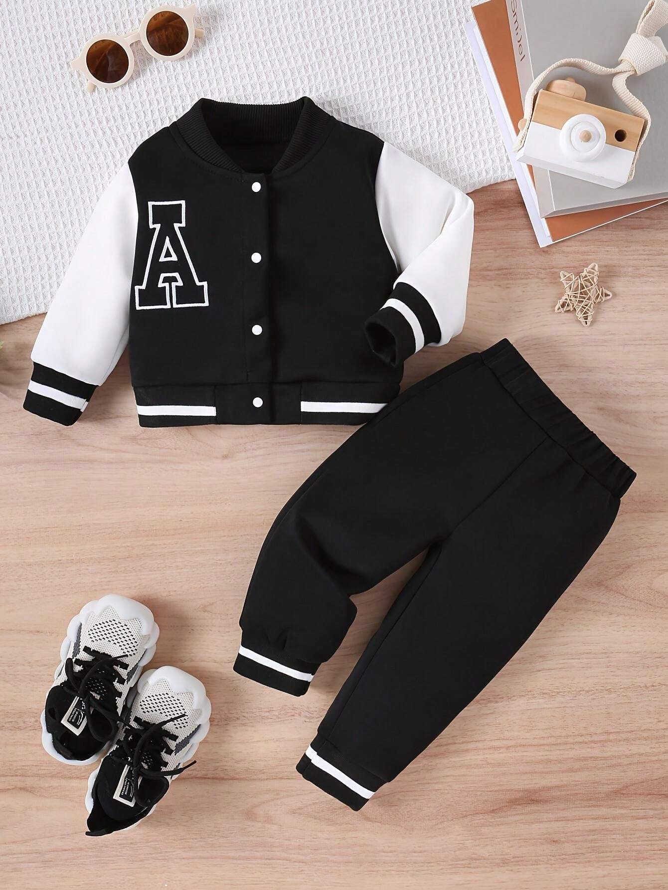  | SHEIN Baby Boy Fashion Casual Letter Baseball Jacket Set | Dress | Shein | OneHub
