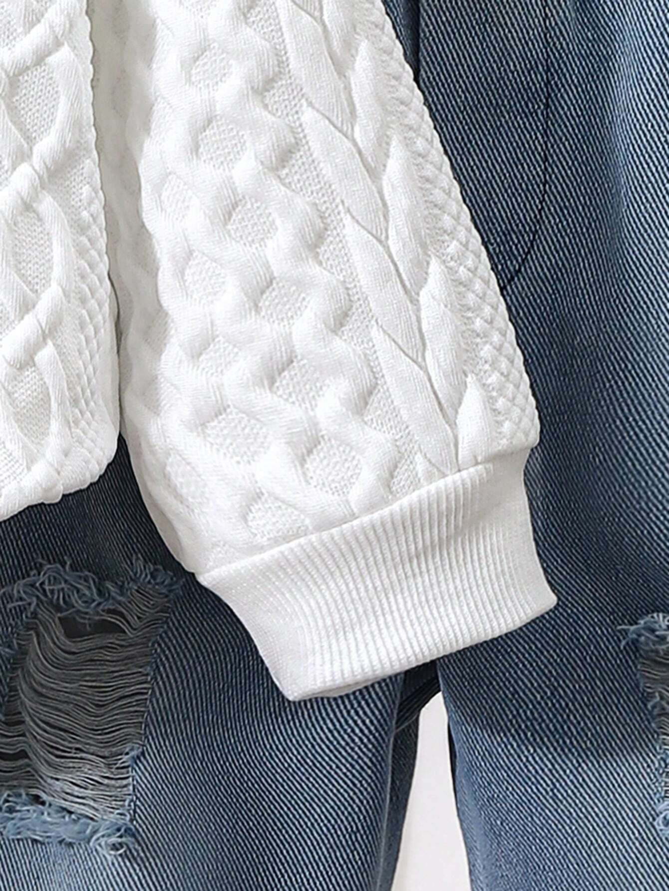  | Baby Boy Patchwork Denim Pocket Round Neck Long Sleeve Top And Distressed Jeans Set | Dress | Shein | OneHub