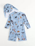  | SHEIN Baby Boy's Cartoon Ocean Animals Printed Long Sleeve One-Piece Swimsuit With Hat | Dress | Shein | OneHub