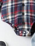  | SHEIN Baby Boys' Plaid Shirt With Denim Romper And Jeans Set | Romper | Shein | OneHub