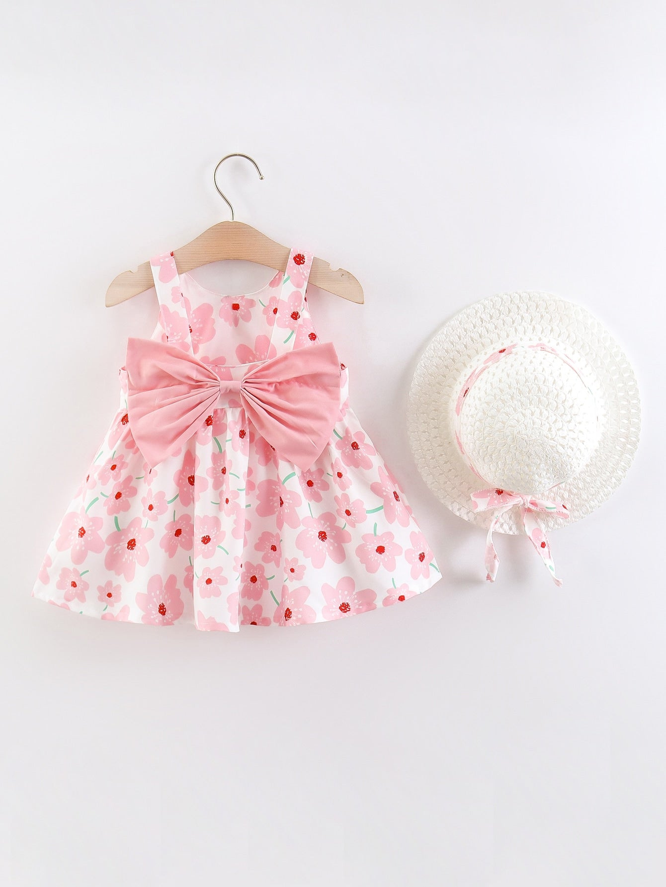  | SHEIN Baby Girl Floral Print Big Bow Cami Dress & Hat | Dress | Shein | OneHub
