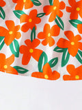 SHEIN Baby Girls' Floral Print Dress, Infant Short Sleeve Cute Princess Dress