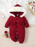  | SHEIN Baby Girls' Red Hooded Romper With Bowknot And Front, Winter | Dress | Shein | OneHub