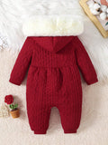  | SHEIN Baby Girls' Red Hooded Romper With Bowknot And Front, Winter | Dress | Shein | OneHub